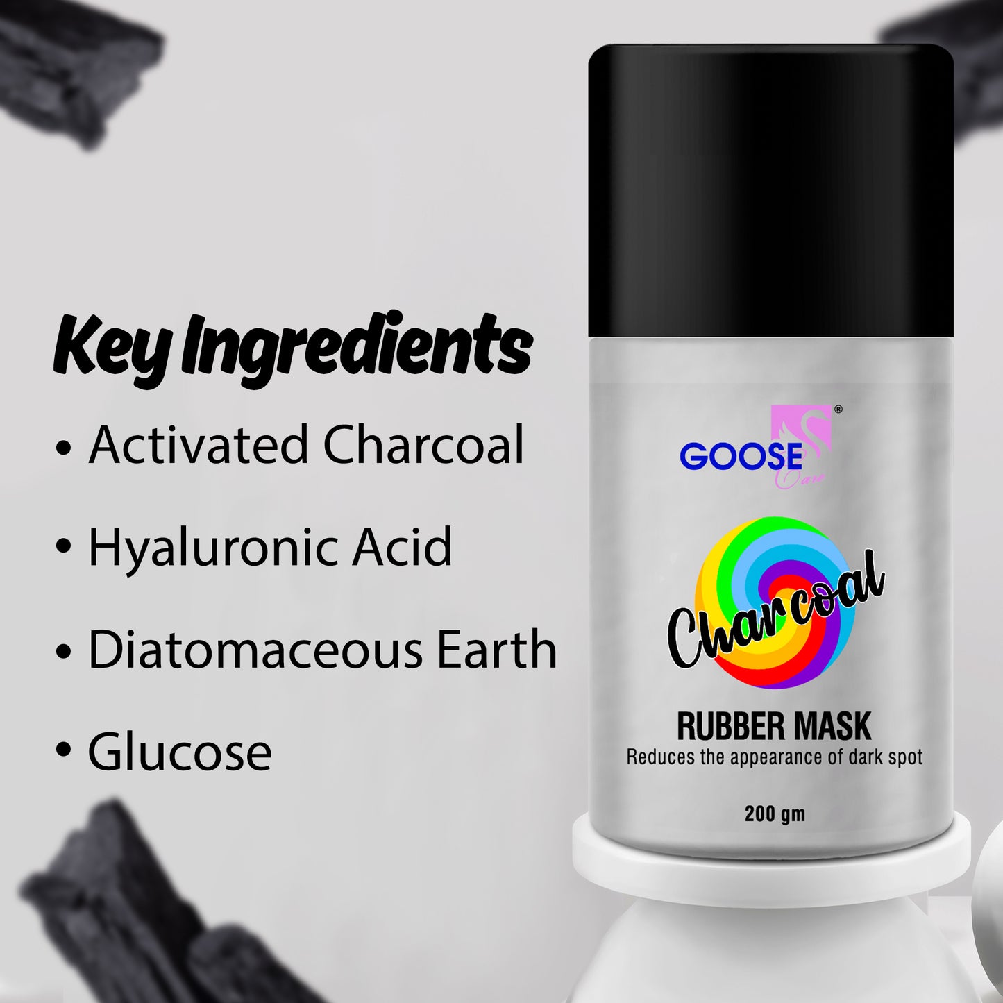 Charcoal Rubber Mask, 200gm